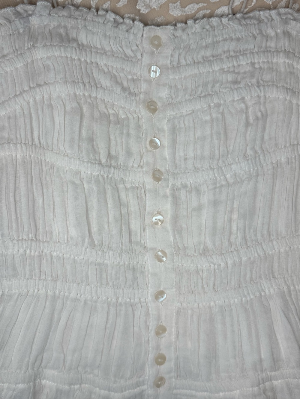 Free People FP One Lausanne Slip White Smocked Buttondown Sleeveless Dress Sz XS - Picture 13 of 16